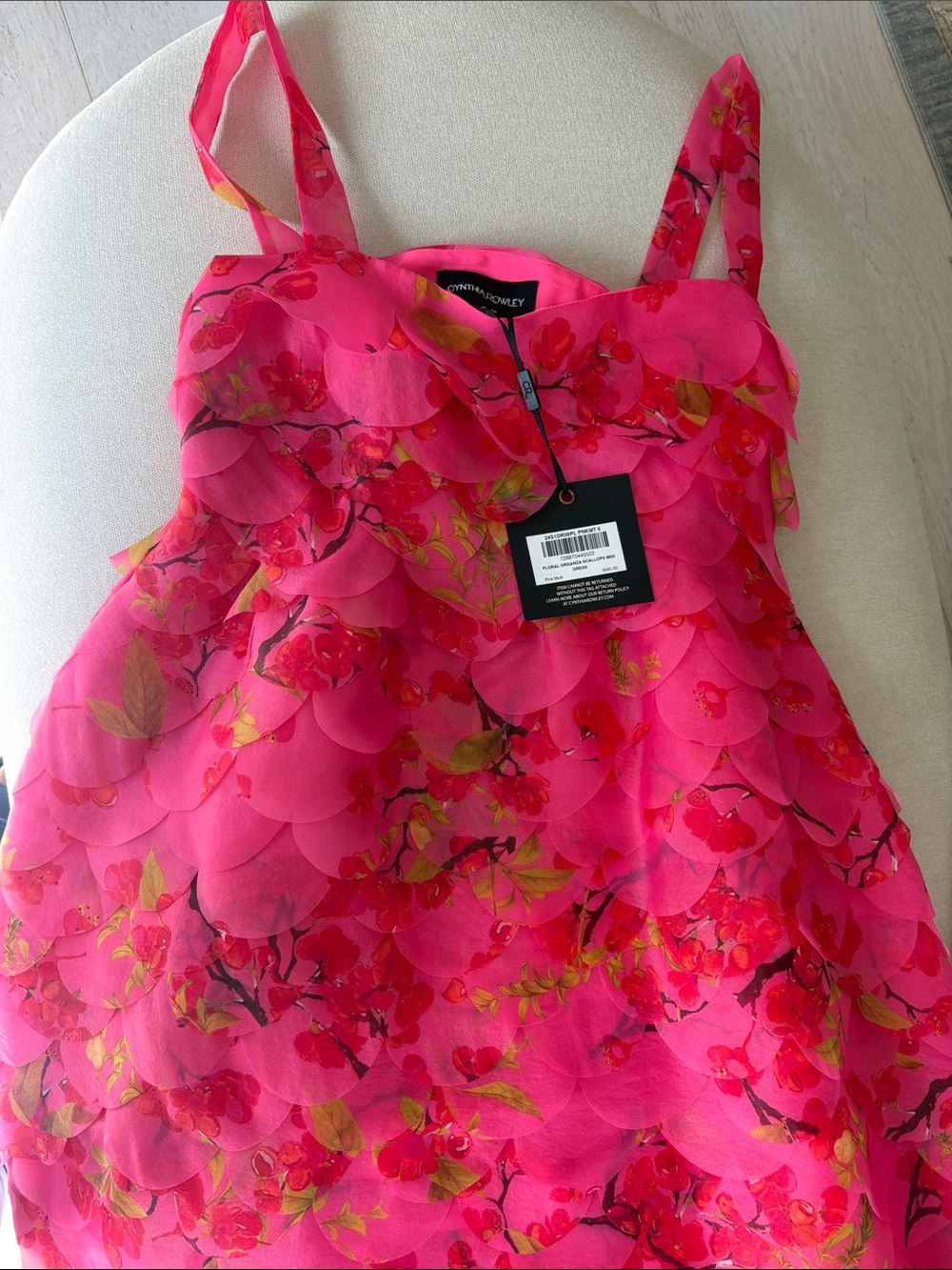 NWT: Cynthia Rowley Hot Pink Floral Layered Party Dress